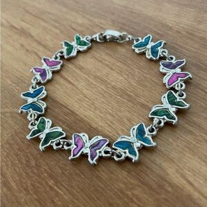 Butterfly Link Bracelet in Pink, Blue & Green
